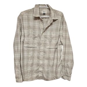 American Eagle Plaid Flannel Shirt Men’s Medium Beige Cream